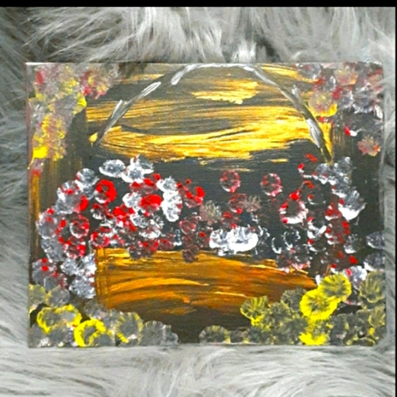 Original Flowers in a Basket Acrylic Painting